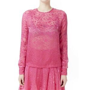 Preen Thornton Bregazzi Louise Silk Blouse Pink Burnout Sheer Wmns XS